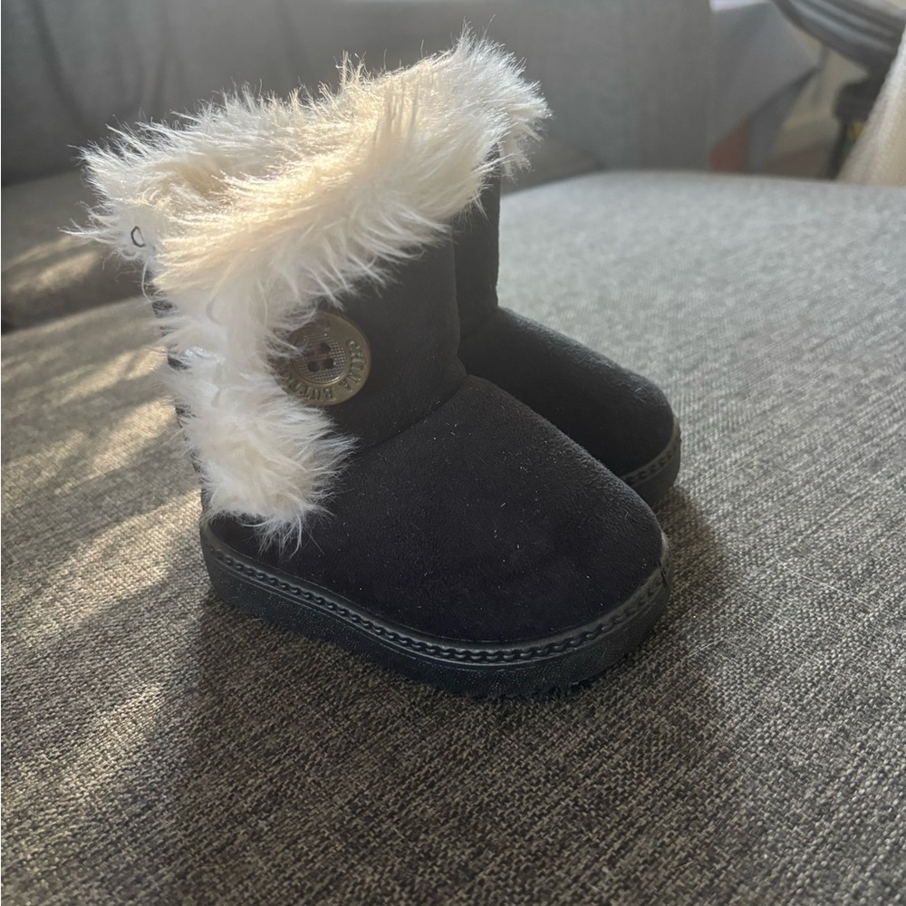 Cute Black Baby Shoes with Textured Soles